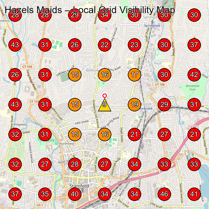 Hazels Maids GeoGrid visibility map for House Cleaning Service in None